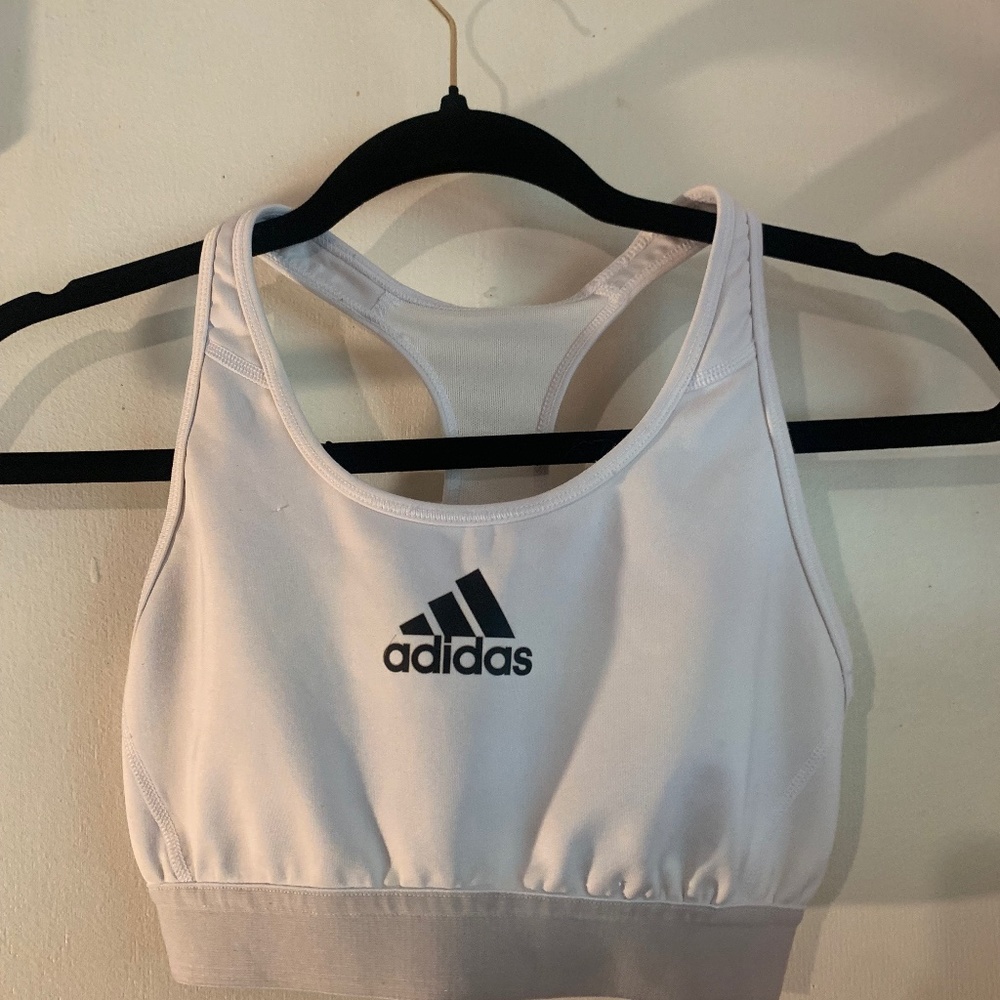 Adidas Sports Bra, Size US Small, White + Black
